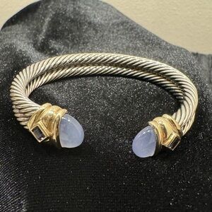 David Yurman 10mm Double Cable Renaissance Bracelet with Chalcedony and Iolites